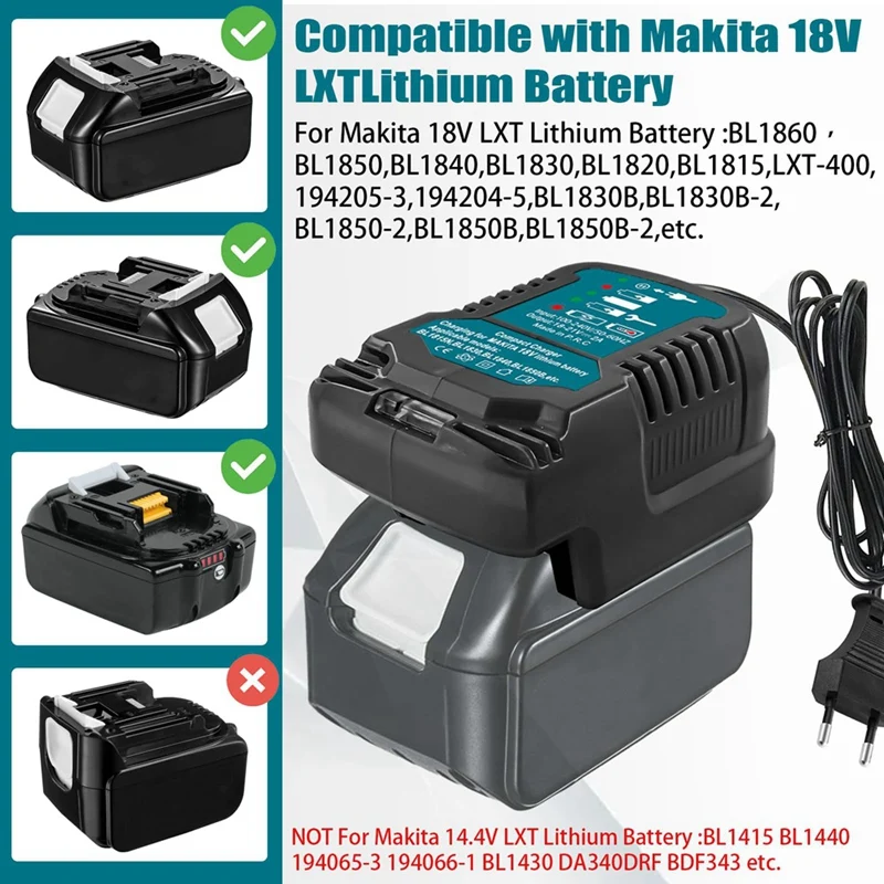 Reemplazo para Makita 18V Mini cargador DC18RC cargador de reemplazo para baterías de litio Makita BL1860 BL1450 BL1830