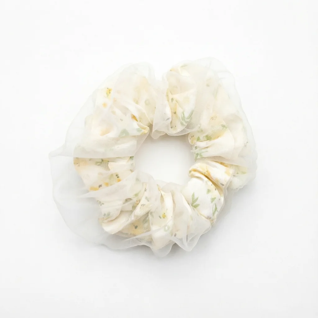 Sheer Floral Organza Scrunchie Vintage Ditsy Flower Hair Tie Elastic Ponytail Holder Cute Hair Accessories For Women Girls view 4