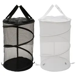 Laundry Basket Dirty Clothes Storage Basket for Dormitory with Double Handle Fine Mesh Foldable Net Bathroom Large Collapsible