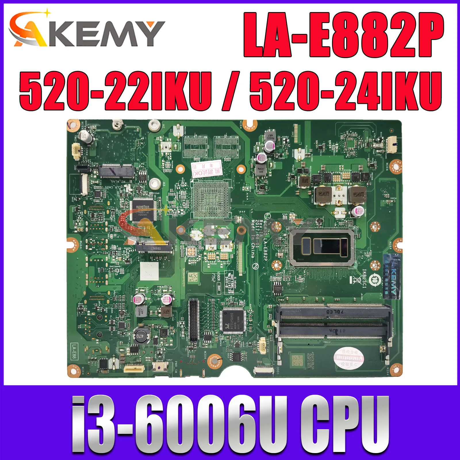 

LA-E882P For Lenovo AIO 520-22IKU 520-24IKU All-in-One Motherboard With I3-6006U CPU DDR4 UMA Mainboard