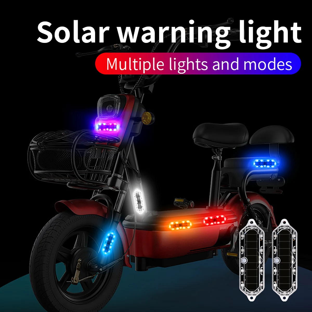 4Pcs Solar Warning Light Rear Collision Prevention Breathing Light for Motorcycle Electric Vehicle LED Car Tail Flashing Light