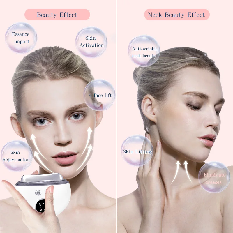 Warm Gua Sha Massage Beauty Device with EMS Microcurrent Vibration LED Light Therapy and 9 Modes for Face Skin Tightening