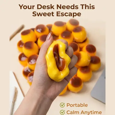 Crunchy Caramel Pudding Squeeze Ball For Stress Relief DIY Fidget Squishy Toy Cute Soft Handmade Squeezing Toy Desktop Decor