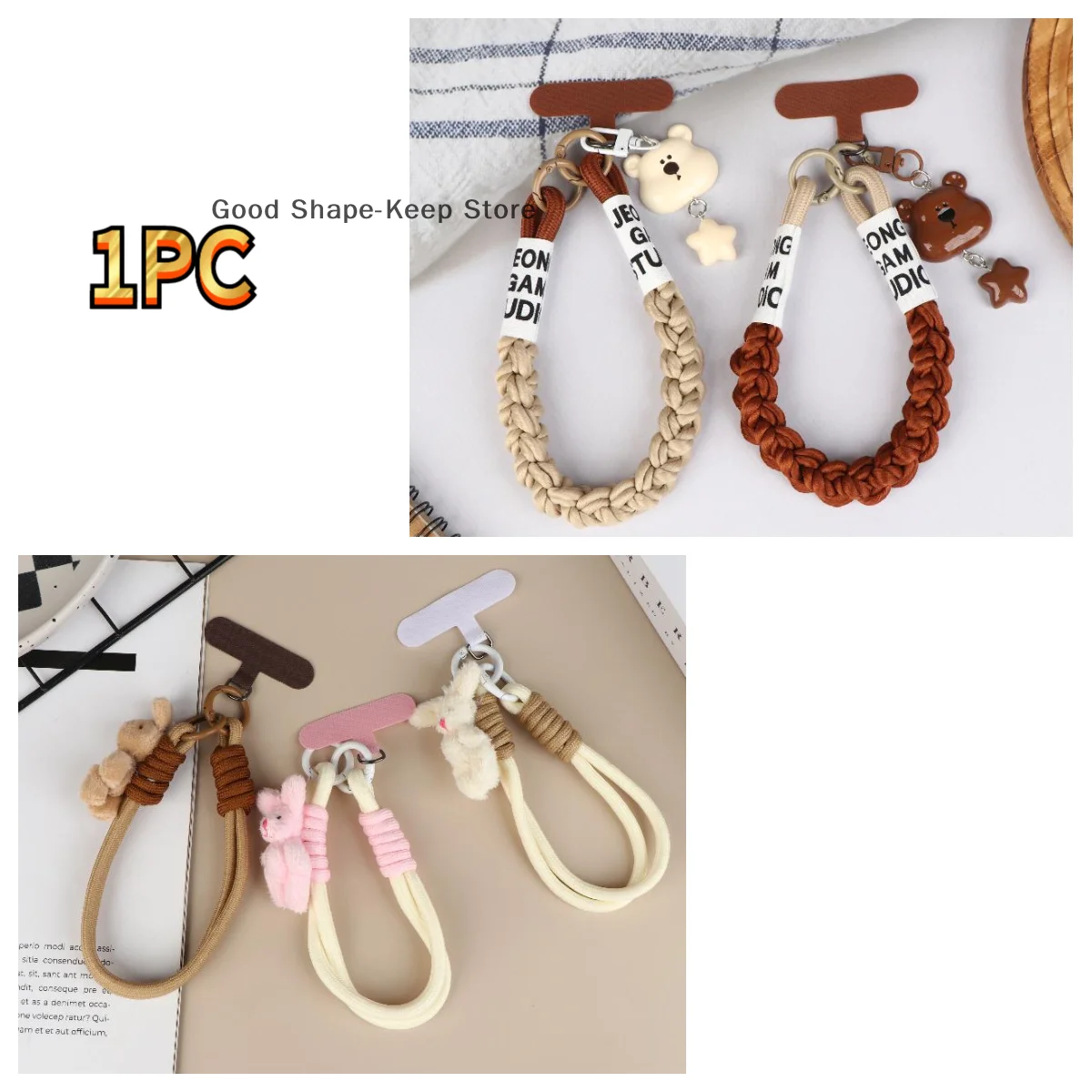 

Stylish Y2K Bear Cartoon Phone Strap Star Head; Reliable Mobile Chain with Anti-Lost Wristband Keychain Gift