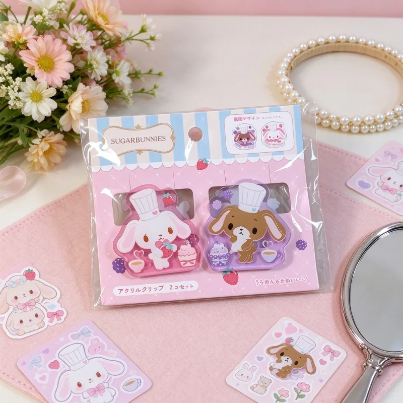 Kawaii Sugarbunnies Double Sided Pp Clip New Japanese Anime Cartoon Rabbit Hand Account File Homework Clip Friend's Holiday Gift