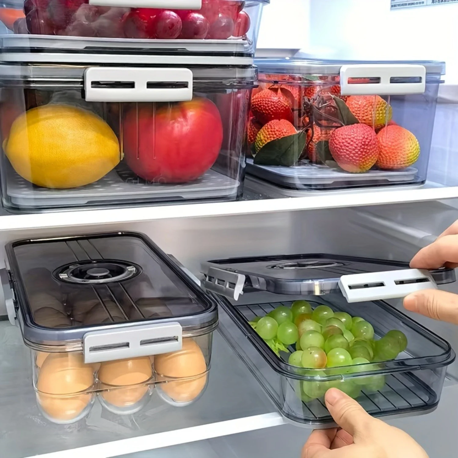

2 шт. коробка для холодильника, пищевая коробка для хранения свежих продуктов, морозильная камера, специальная кухонная отделка фруктов с ручкой