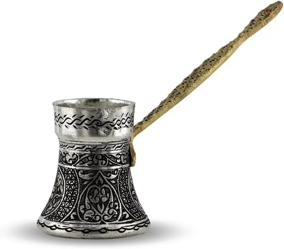 Engraved Copper Turkish Coffee Pot (Cezve), 175 ml Capacity, 2 Cup Size, Handmade Craftsmanship, Tin-Plated Interior, Protective
