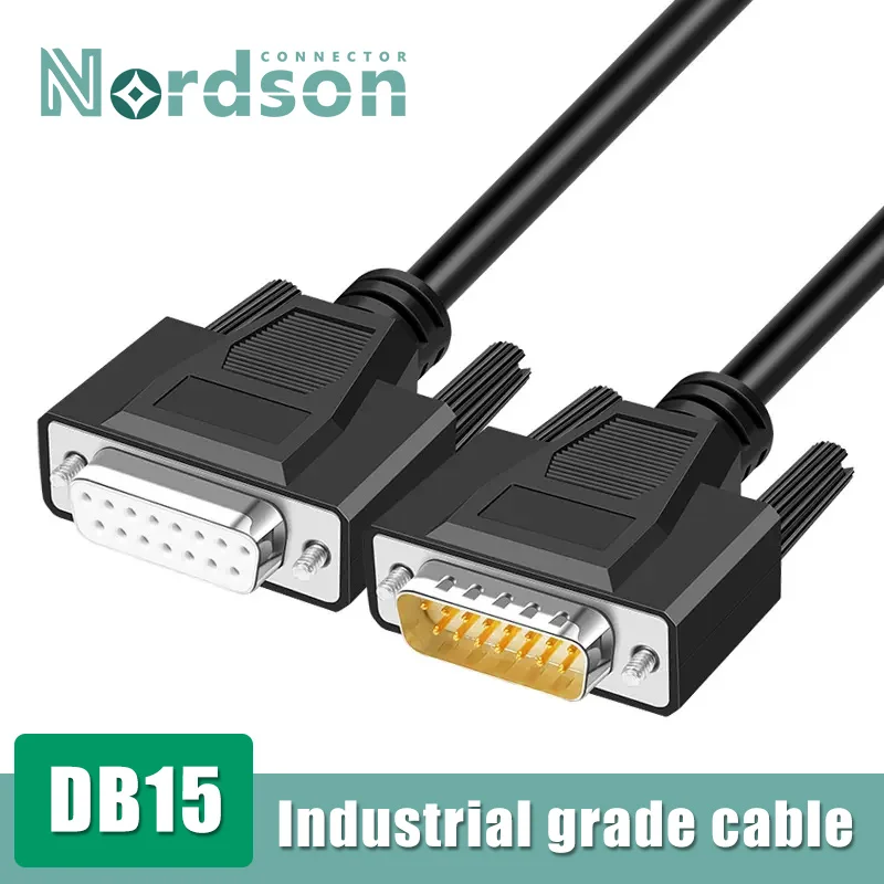 15Pin Industrial Grade Cable Male to Male to Female DB15 Data Extension Cord 2 Row 15 Pin Serial Parallel Port Shielded Wire