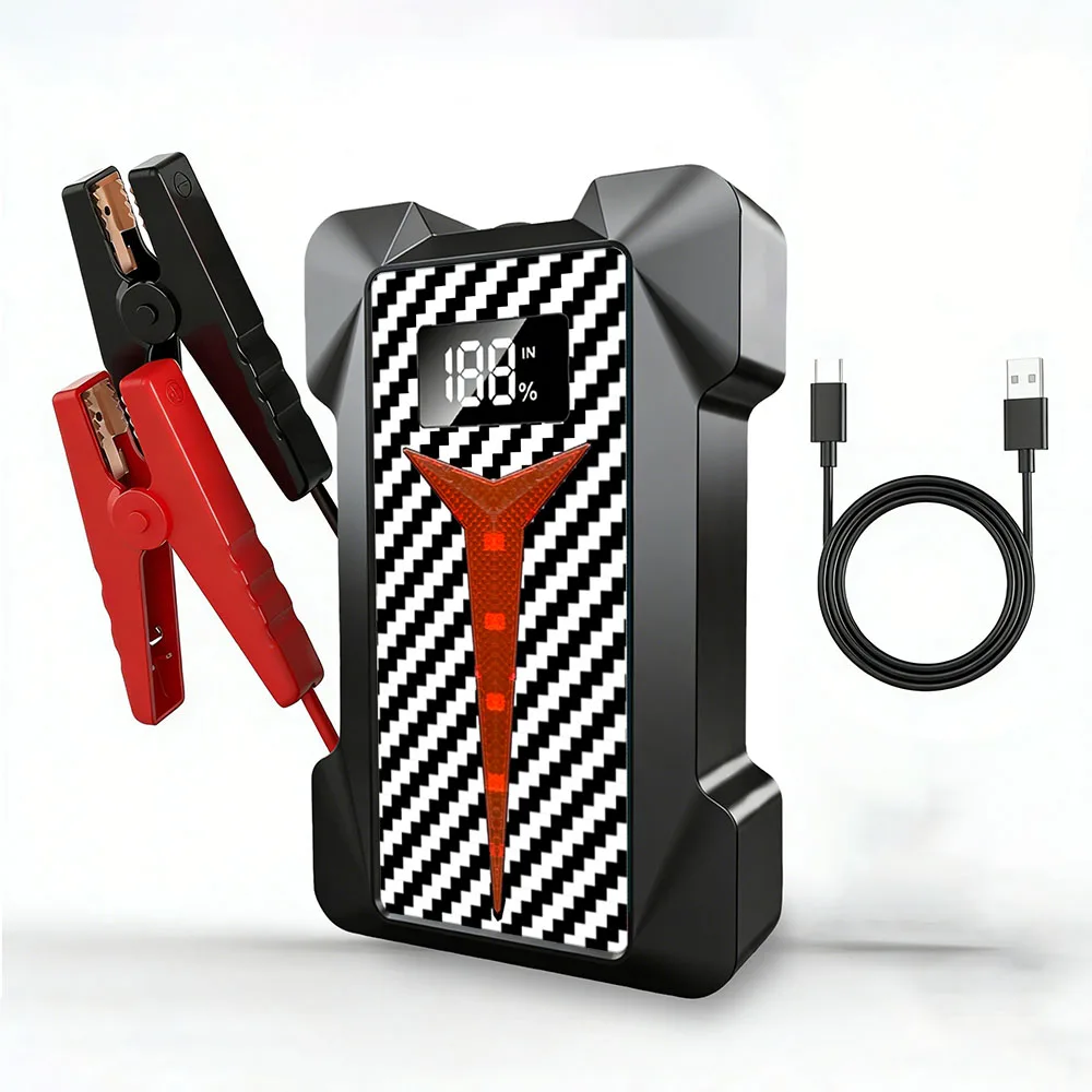 12V Car Jump Starter, Portable Emergency Car Battery Booster, Power Bank with LED Flashlight for Car Motorcycle SUV