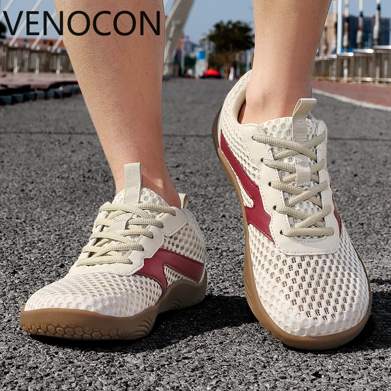 VENOCON Barefoot Men's Sneakers Light Wide Fit Ball Toe Box Nose Feet Minimalist PU Knitwear Upper Shoes Footwear For Man Woman