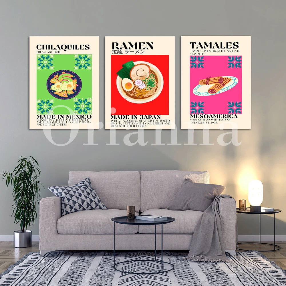 Mexican Tamales Tacos Pozole Chilaquiles Elotes Menudo Burritos Japanese Ramen Sushi Italian Pizza Food Quote Poster Kitchen Art