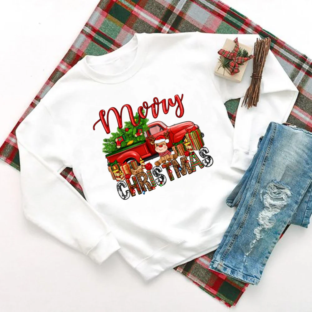 Just A Girl Who Loves Christmas Printed Sweatshirt Women Christmas Hoodie Tops Holiday Sweater Winter Holidy Outfit Sweatshirts