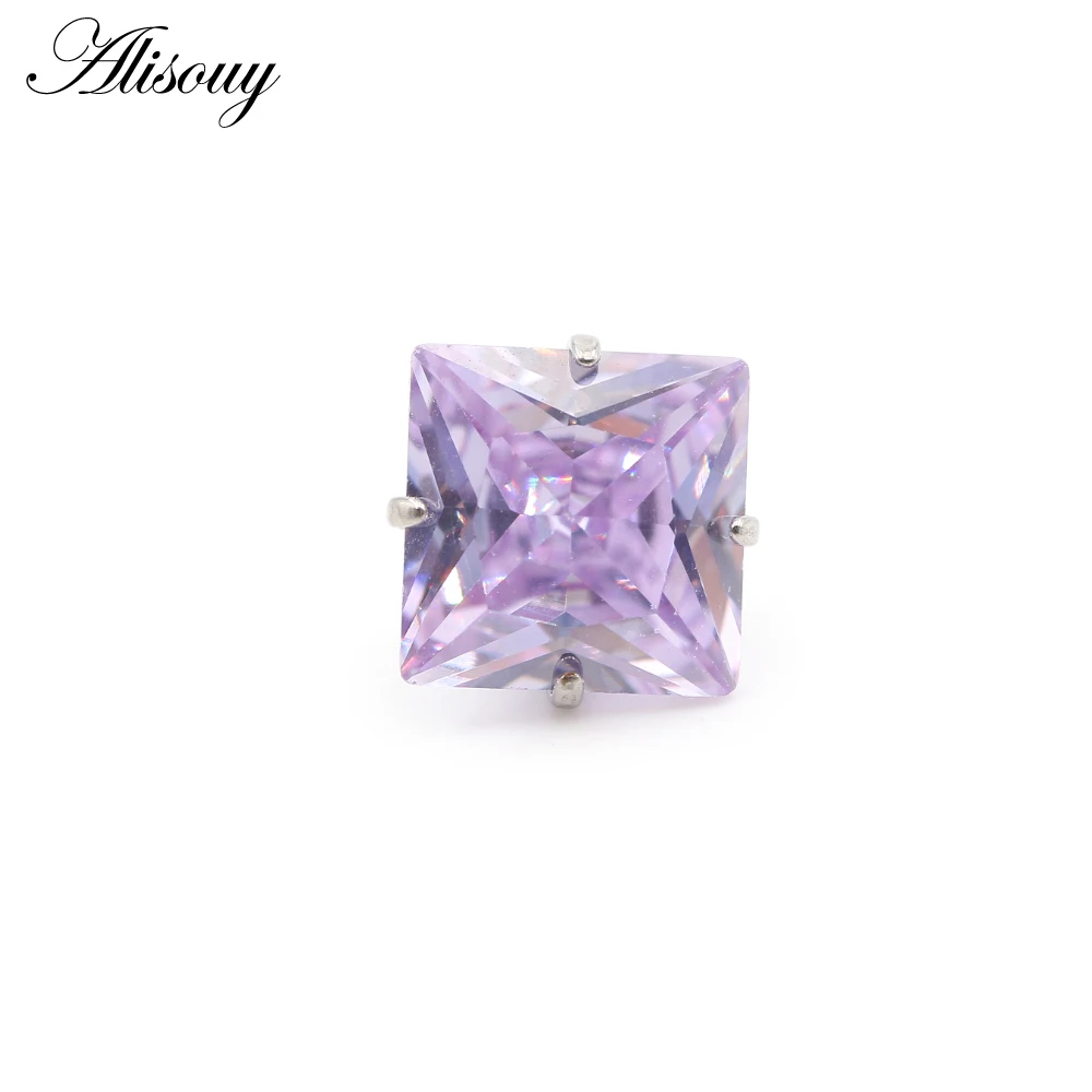 G23 Titanium Externally Thread Square Zircon Lip Labret Rings