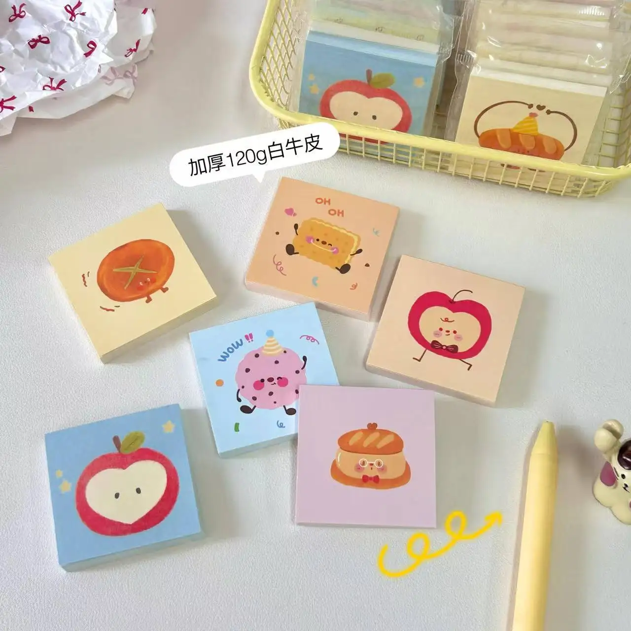 4pcs Cute Cartoon Memo Pad Mini Convenience Store Series Student Portable Non Sticky Note Taking Notebook