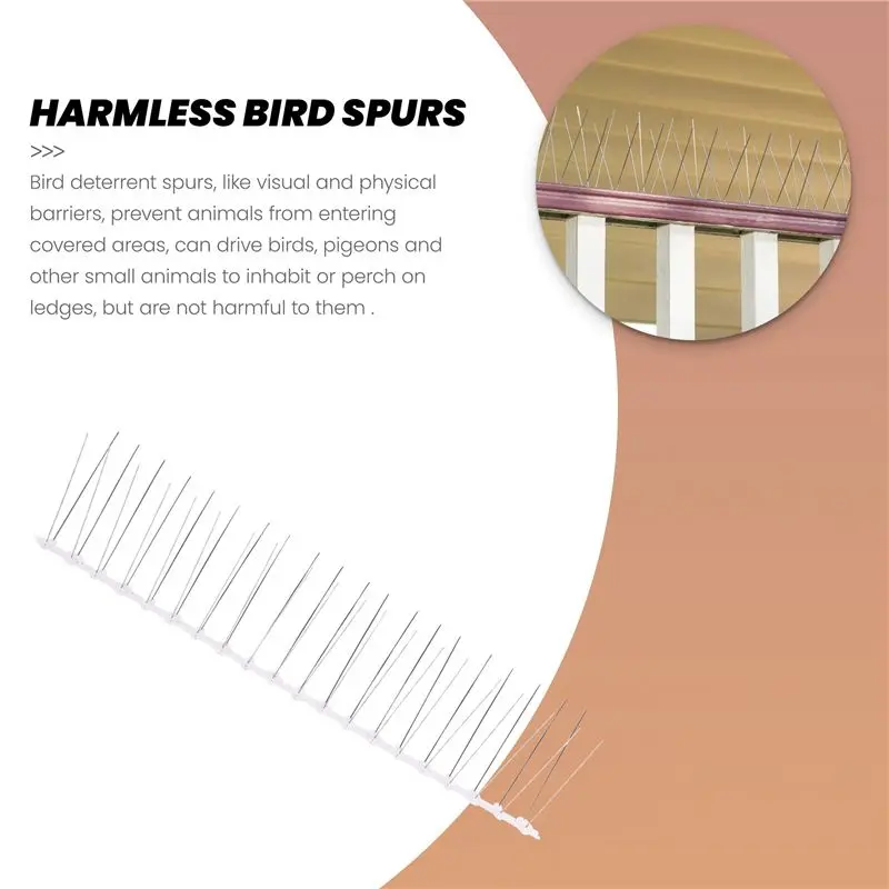 ABJN-10 Pcs/Box Bird Spikes, Stainless Steel Bird Deterrent Spikes Cover For Fence Railing Walls Roof Yard