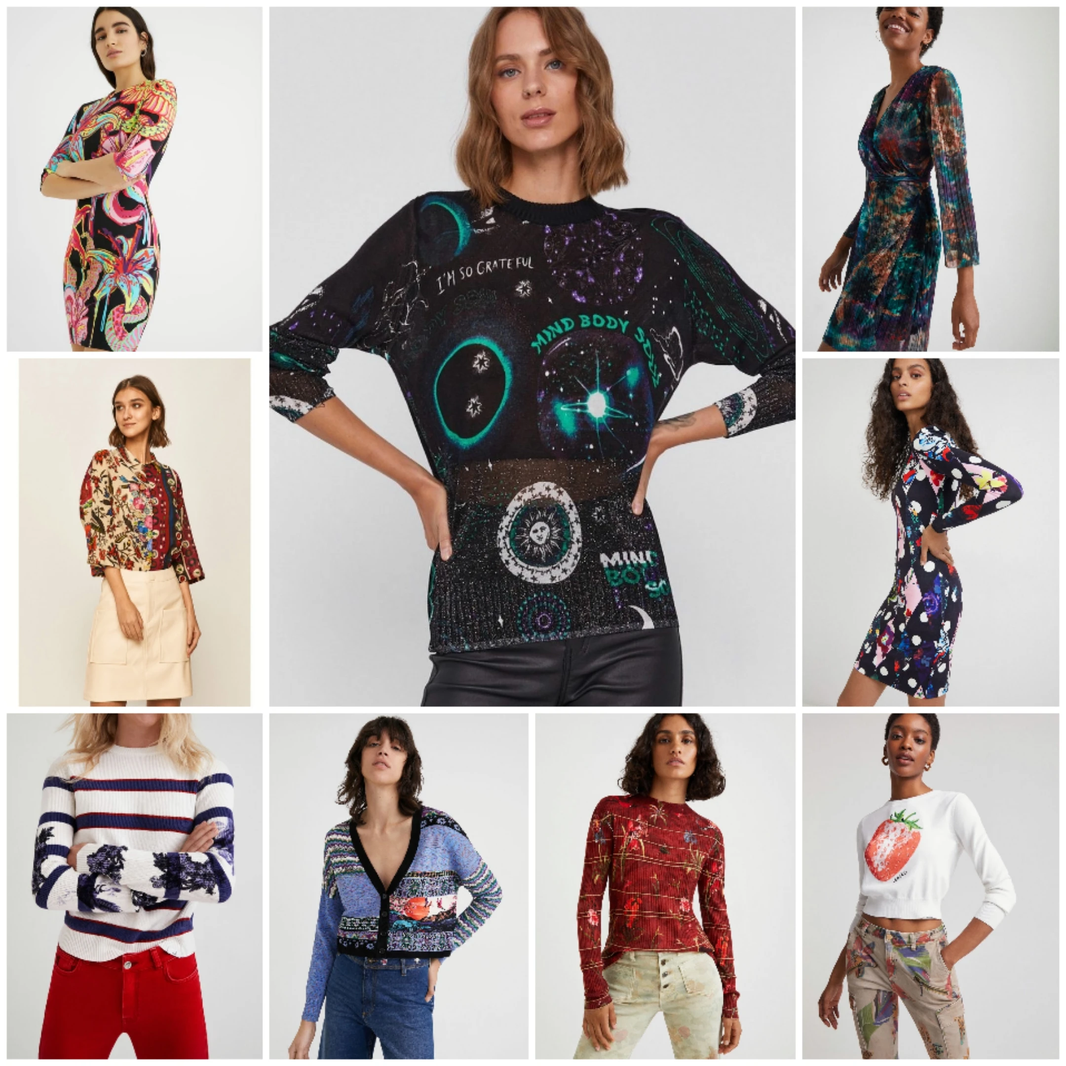 

Spain D Women's fashion knit sweater Thin slim style temperament pullover print trend sexy knit