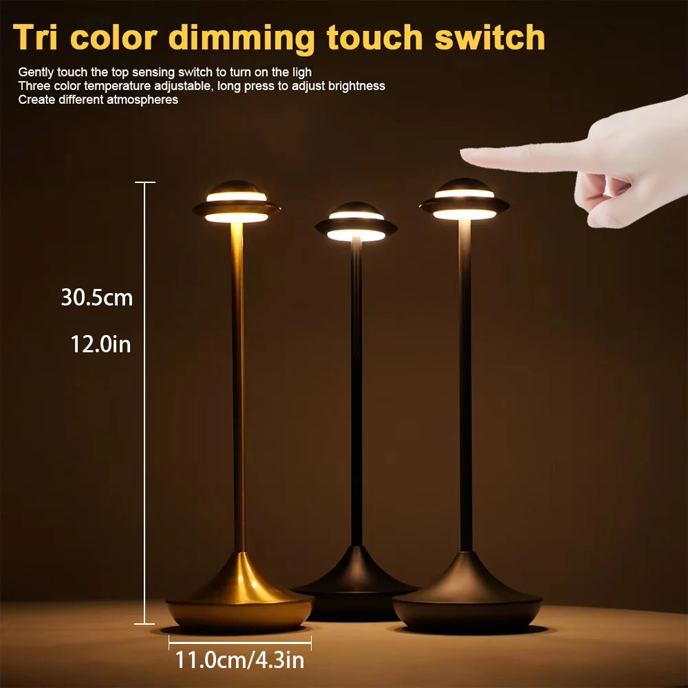 LED Table Lamps 3Levels Dimmable Wireless Led Desk Lamp Touch Night Light USB Rechargeable Touch Lamp For Room Study Office Bars