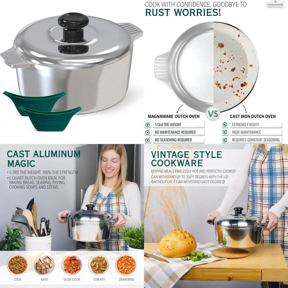 

Легкая голландская духовка из литого алюминия на 3 литра с силиконовой крышкой для равномерного распределения тепла и простого в эксплуатации — идеальная кастрюля для посуды