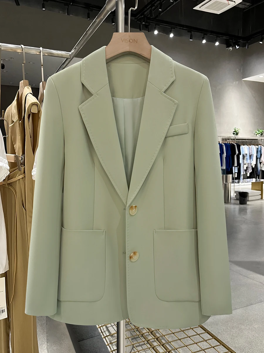 

SuperAen Green Design Niche Suit Jacket for Women 2024 Spring and Autumn New Korean Retro Blazer