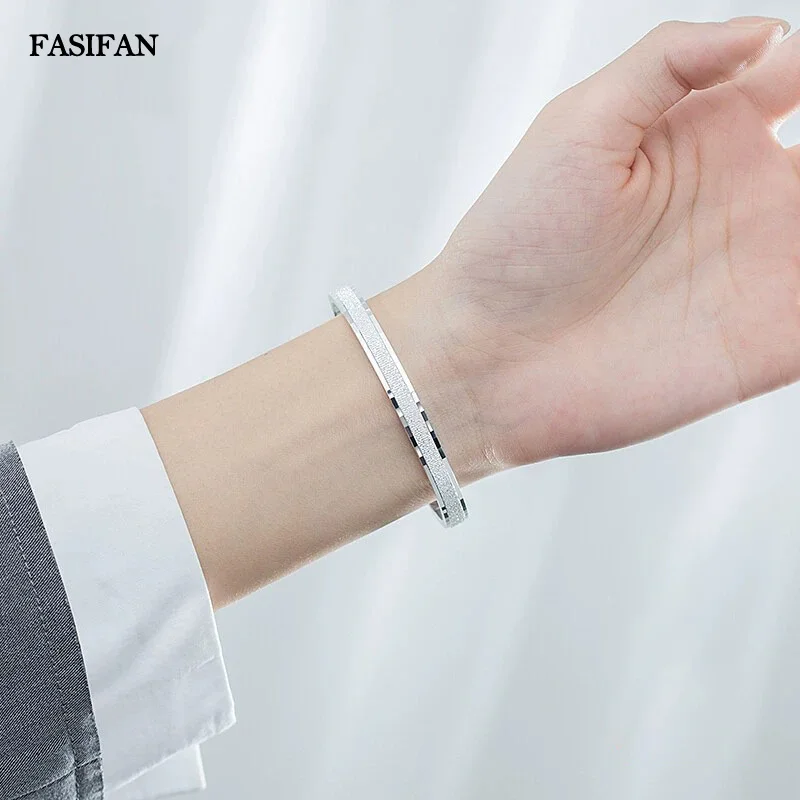 FASIFAN Sparkling Real 999 Pure Silver Star Bracelet Simple And Elegant Unisex Style Women'S Gift Exquisite Jewelry