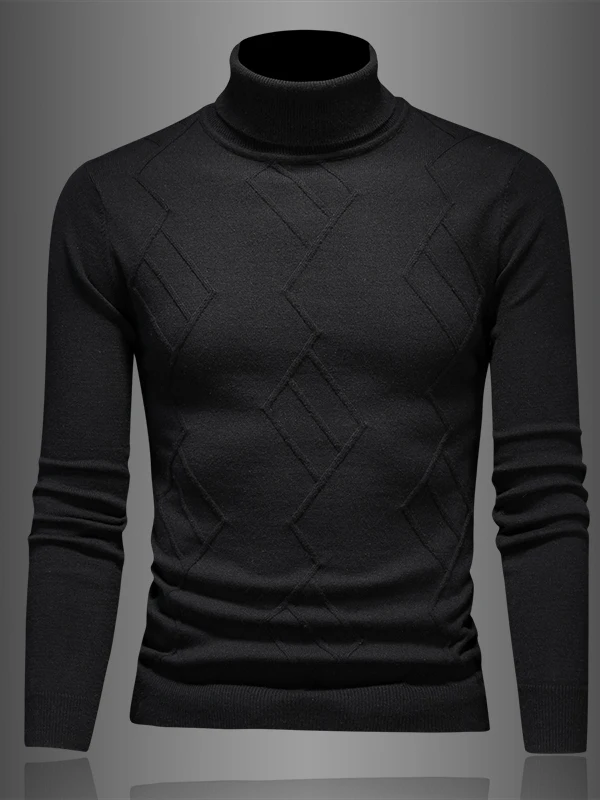 

Мужской вязаный свитер из шерстяной смеси с высоким воротником, утепленный, теплый, повседневный, зимний, дышащий, комфортный, молодежный, модный