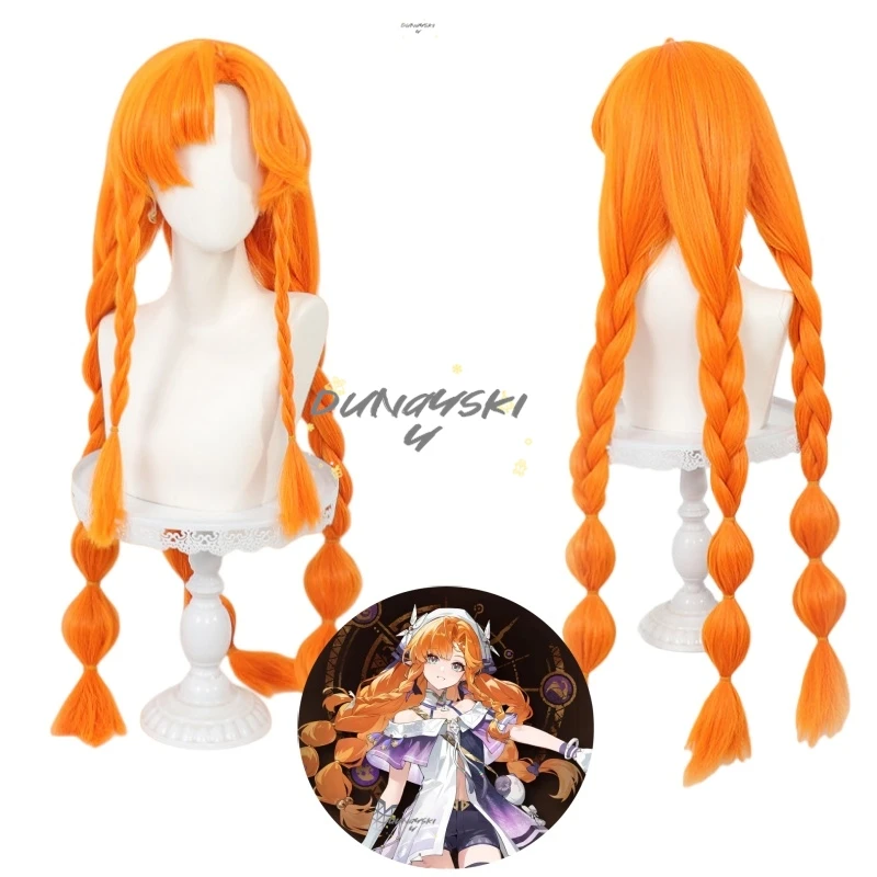 

Wuthering Waves Sigrika Cosplay Wig Orange Long Braided Ponytails Heat Resistant Synthetic Fiber Halloween Party Women Girls