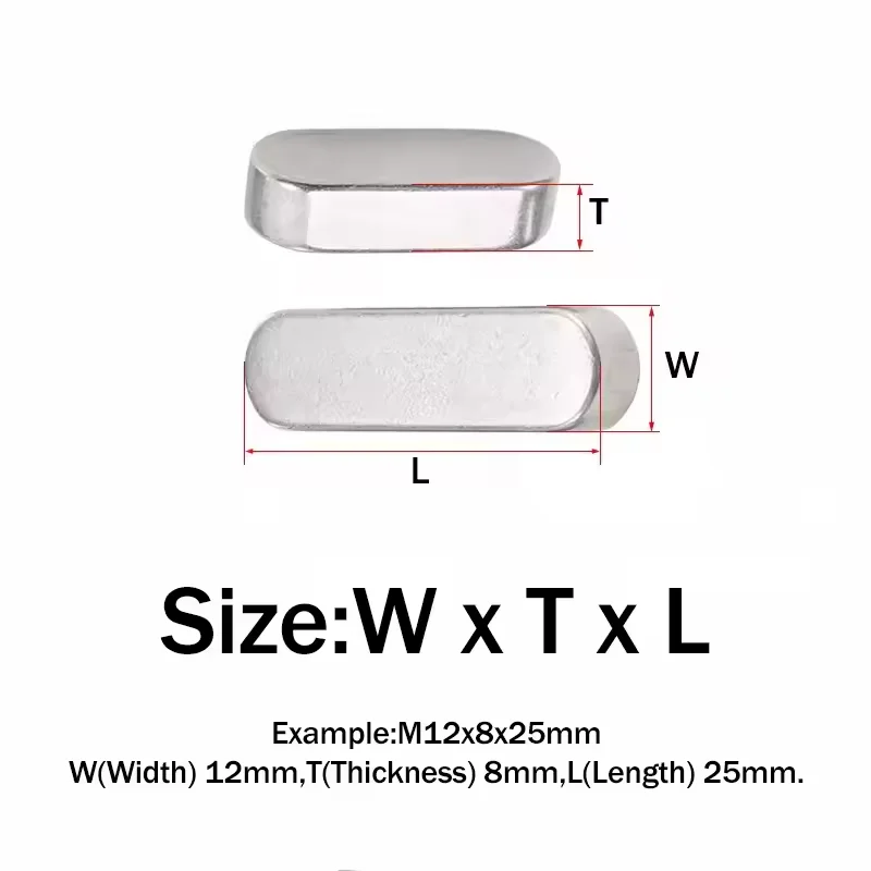 1Box 304 Stainless Steel Parallel Key Round Ended Key Rust-proof Parallel Drive Shaft Keys Set M3M4M5M6M8M10M12 Drive Shaft Key