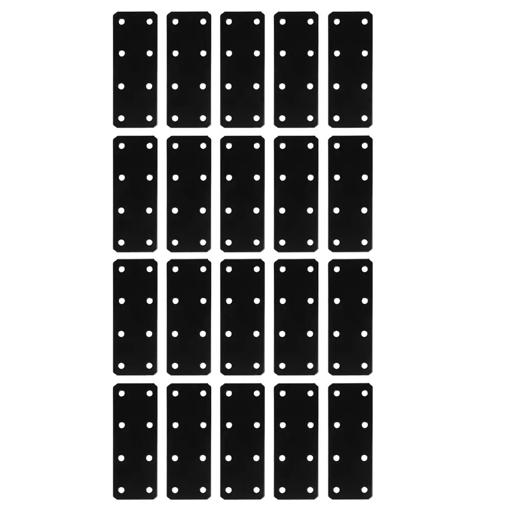 

20pcs Thickened Iron Sheet Bracket Mending Hardware Flat Straight Brace Repair Board Furniture Fixing Brackets Black Oxide