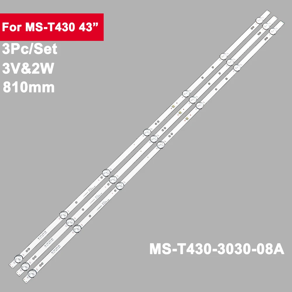 

3V2W 810mm Led Tv Backlight Strip Bar for MS-T430 43inch MS-L3452 V2MS-T430-3030-08A Akai Aktv4329m