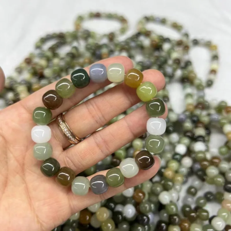 Pulseira de jade Qinghai natural para mulheres, Duobao Material, todo o jogo, Hetian, atacado