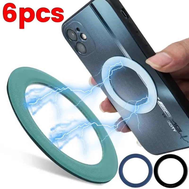 6/1Pcs Adhesive Liquid Silicone Ring Sticker Magnetic Ring Circle Attachment for Magsafe Magnet Wireless Charging for iPhone