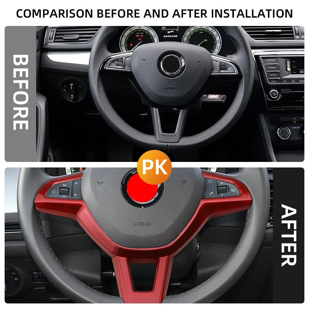 For Skoda Octavia A7 2017 Fabia 2016 2017 Rapid Spaceback 2016 Superb Steering Wheel Decoration Panel Trim Interior Accessories