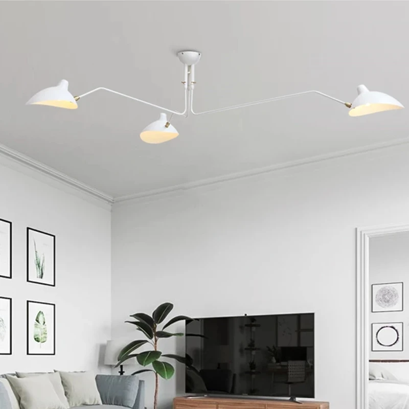 Mouille-lámpara de techo nórdica, luz Led de araña negra de hierro para decoración del hogar, luz decorativa Industrial para sala de estar