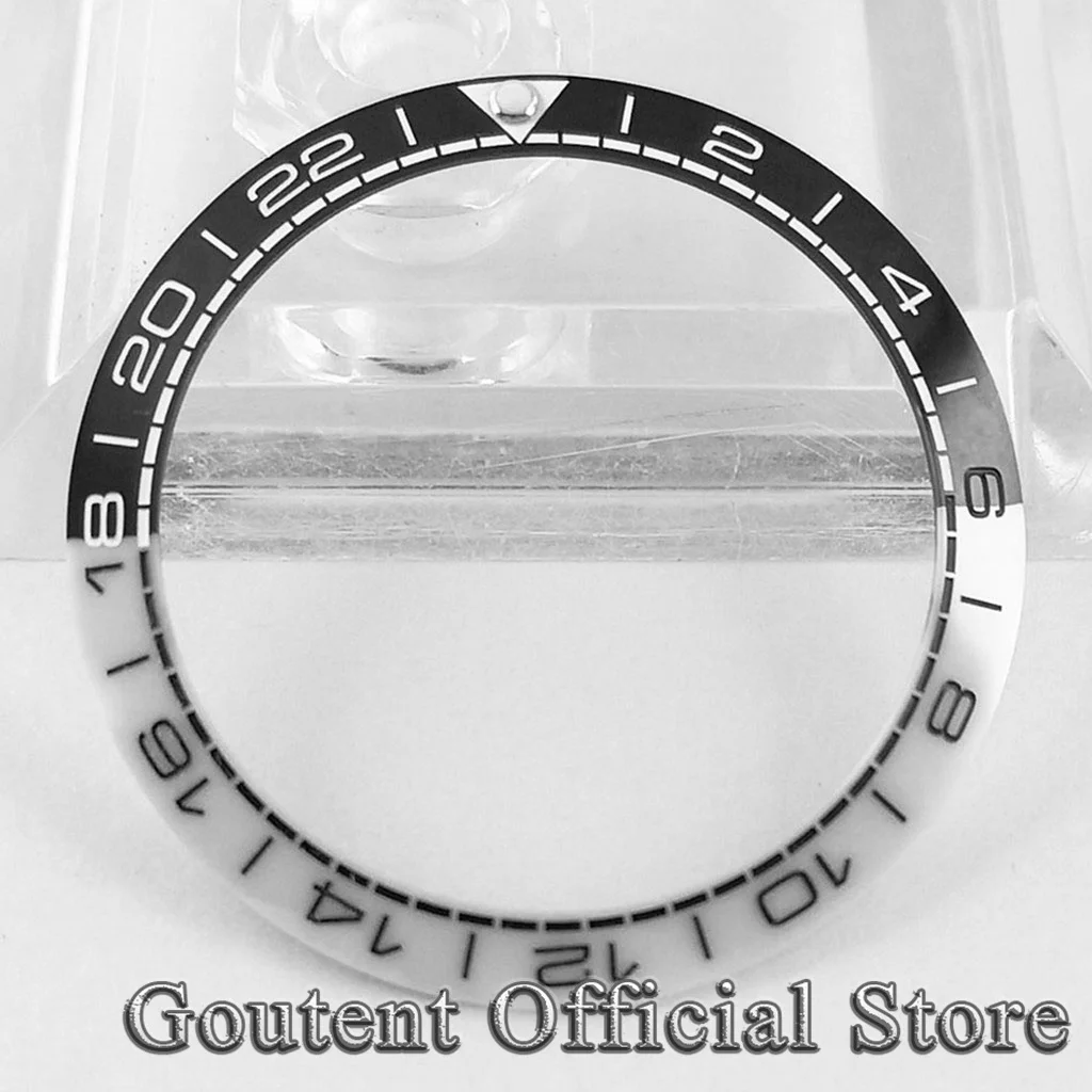 Goutent 38mm Ceramic Bezel Black White Color Watch Bezel Insert For 40mm GMT Mens Automatic Watches