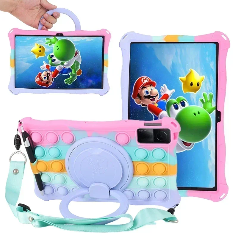 

For Xiaomi Redmi Pad 10.6"2022 Case Soft Bubble Silicone Kids Stand Cover Xiaomi Redmi Pad SE 11 2023 Tablet Case Shoulder Strap