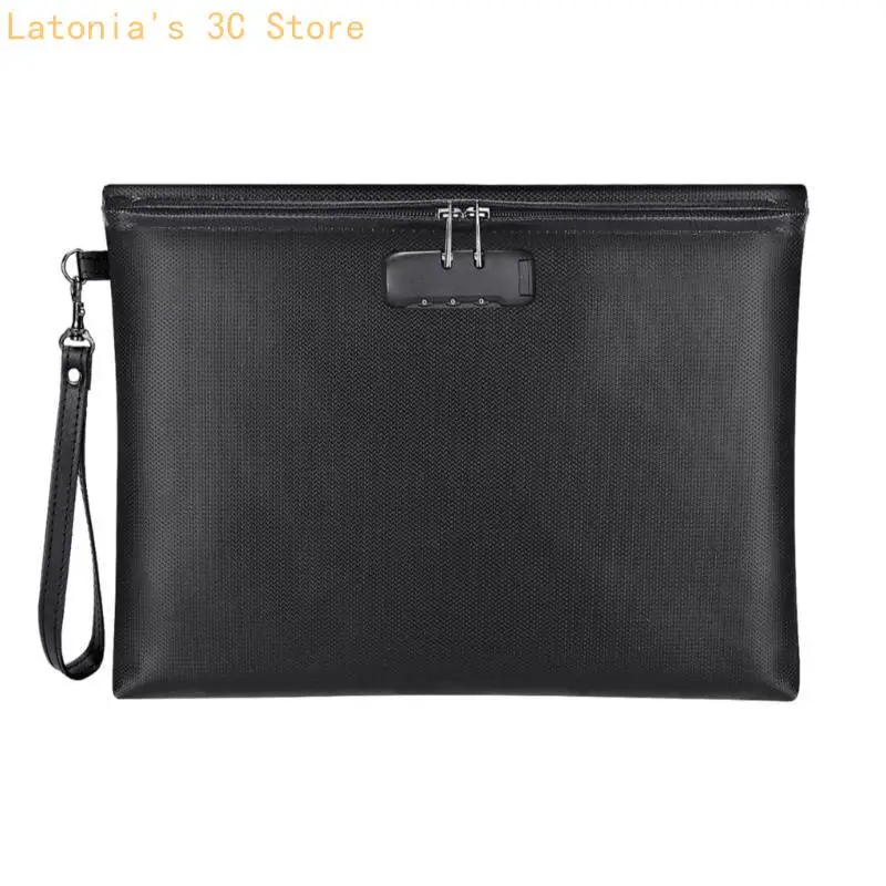 Temperature Resistant Document Case File Bag with Code Lock, for Cash, Valuables X3UB