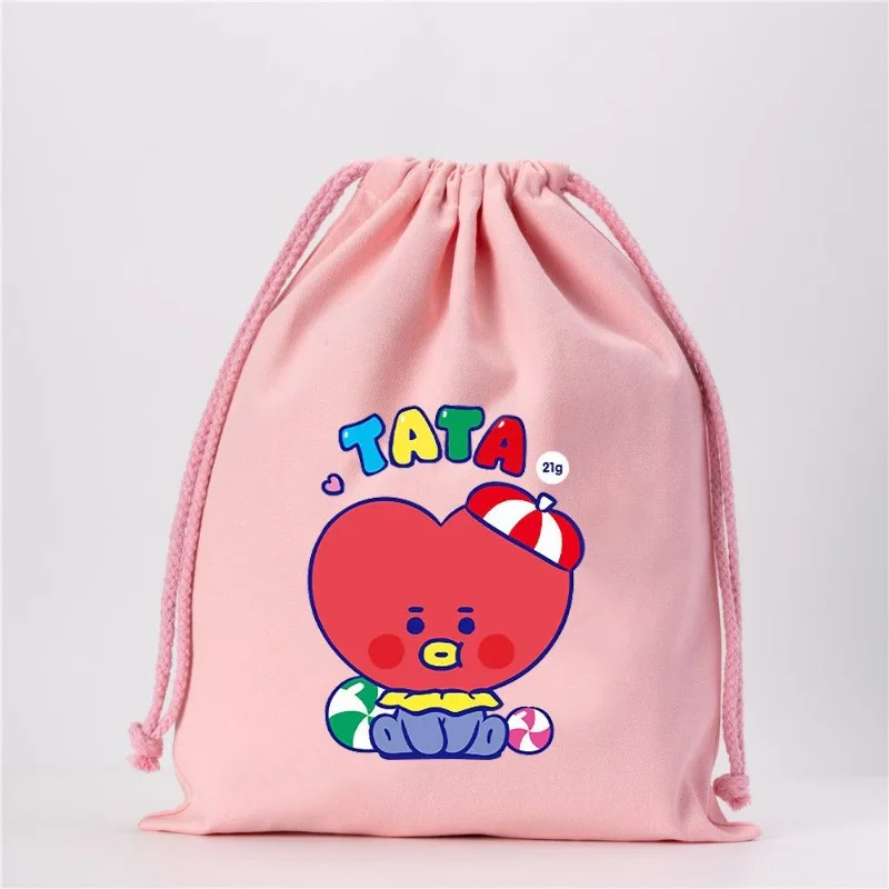 BT21 Aufbewahrungstasche Chimmy und Tata, neue kreative Cartoon-Tasche, niedlich, große Kapazität, bedruckte Canvas-Tasche, einfache und tragbare Kosmetiktasche – Detail 2