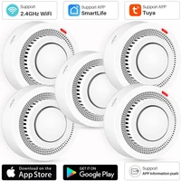 Sensor Detector de humo inteligente Wifi Tuya, alarma de humo inalámbrica de protección contra incendios, Sensor de prevención de seguridad de alta sensibilidad 80DB