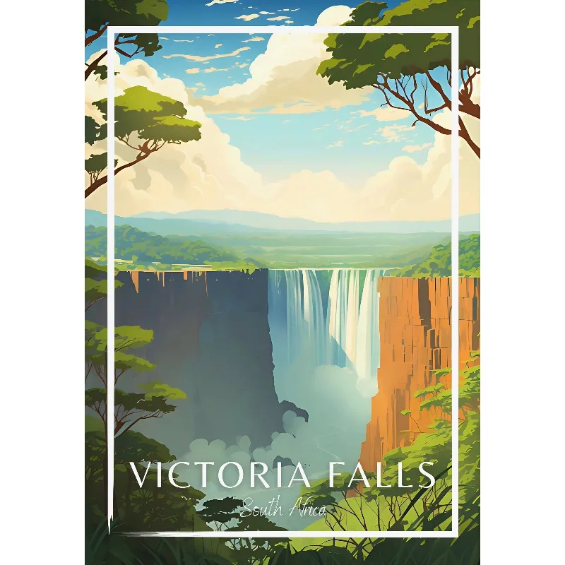Africa Travel Scenery Poster Seychelles Victoria Falls Table Mountain Canvas Painting Photo Wall Art Picture Office Home Deco