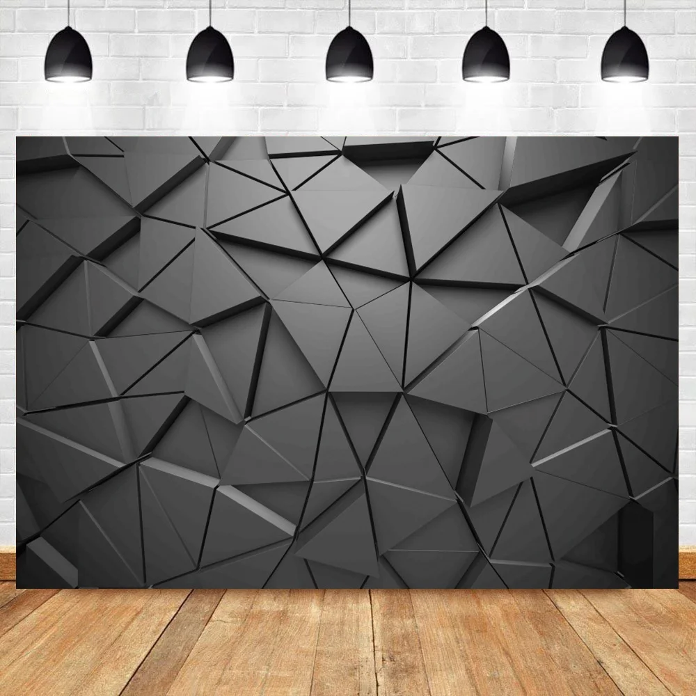 Laeacco Gold Black Line Abstract Geometric 3D Pattern Background For Photography  Photographic Backdrop For Digital Photo Studio