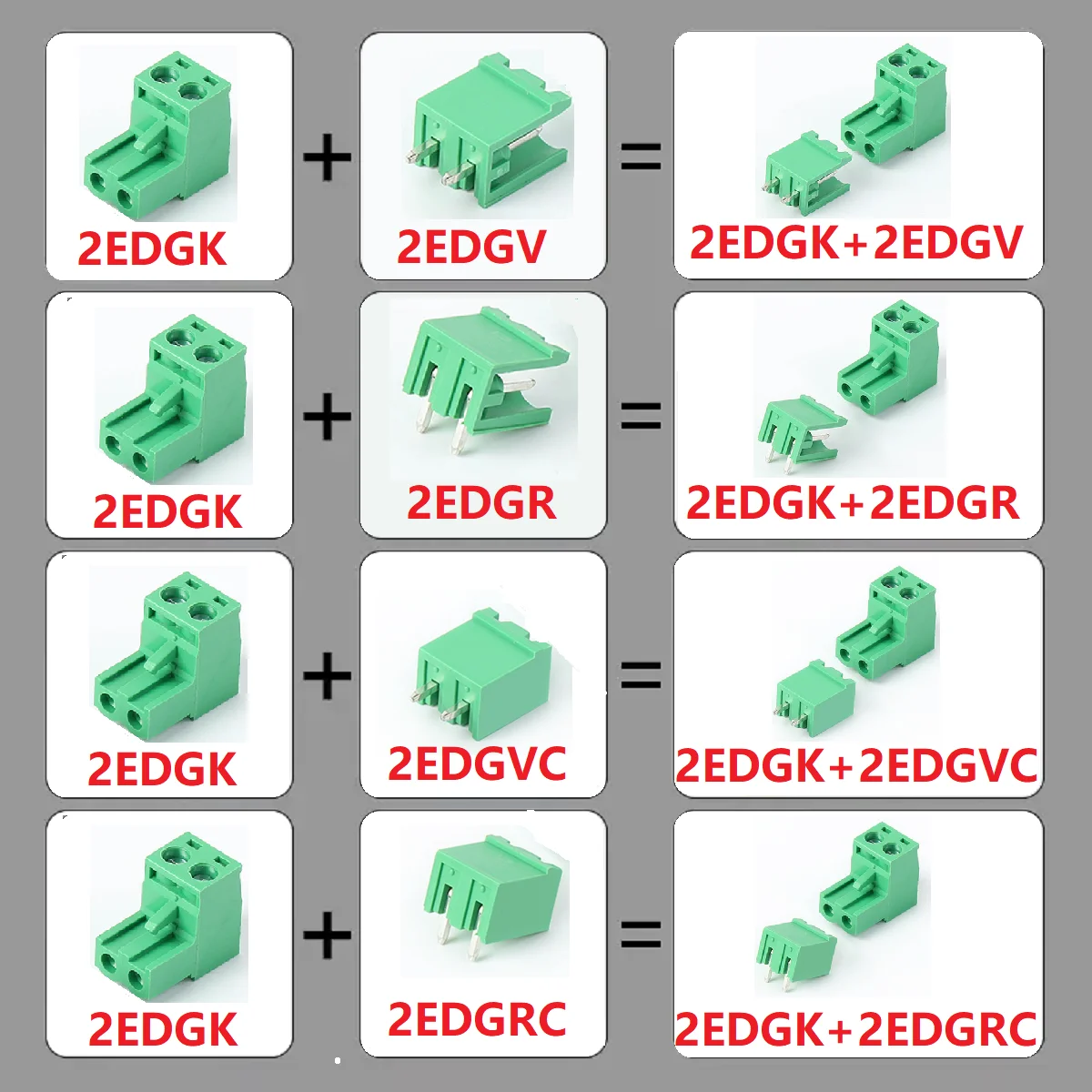 10PCS 2pin 2EDGR 2EDGV 2EDGK 2EDGRC 2EDGVC 5.08 2P Pluggable Connector PCB Header Male Female Screw Terminal Block