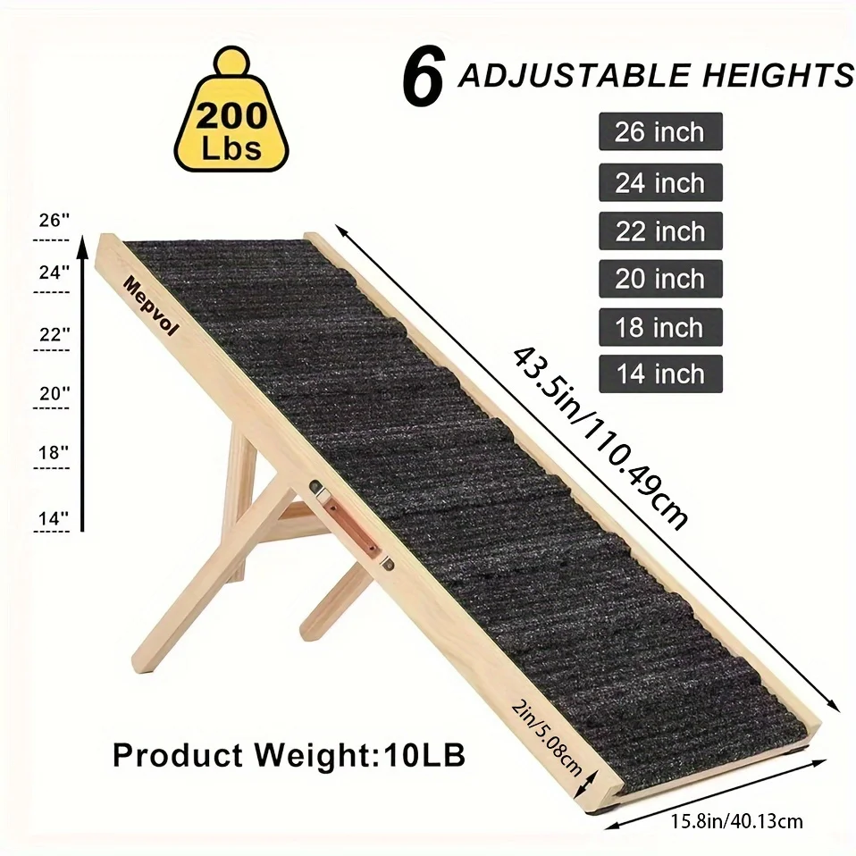 

Dog Climbing Ladder With Guardrails, Adjustable, Suitable For Various Breeds Of Dogs