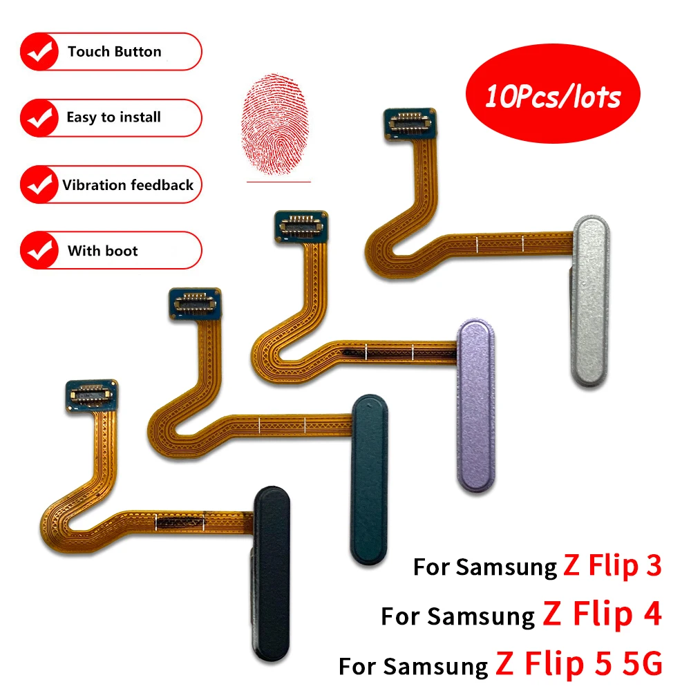 

10Pcs，Fingerprint For Samsung Z Flip 3 4 5 5G F711 F721 F731 Home Button Fingerprint Menu Return Key Sensor Flex Cable