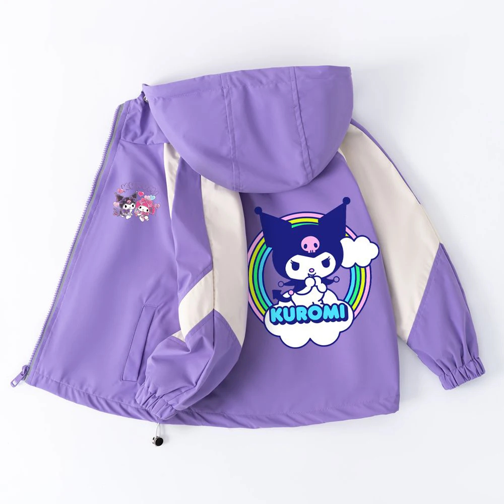 

Пальто Sanrio Kuromi My Melody, Осеннее корейское модное зарядное пальто для девочек, свободная мультяшная куртка в иностранном стиле для девочек, подарок на день рождения