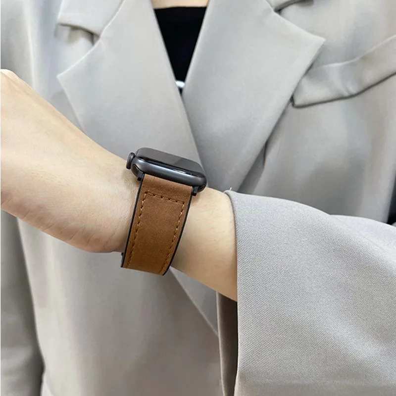 Pasek ze skóry naturalnej do zegarka Apple Watch Band 49 mm 44 mm 45 mm 41 mm 40 mm 38 42 mm Bransoletka magnetyczna męska IWatch Ultra Series 9 8 7