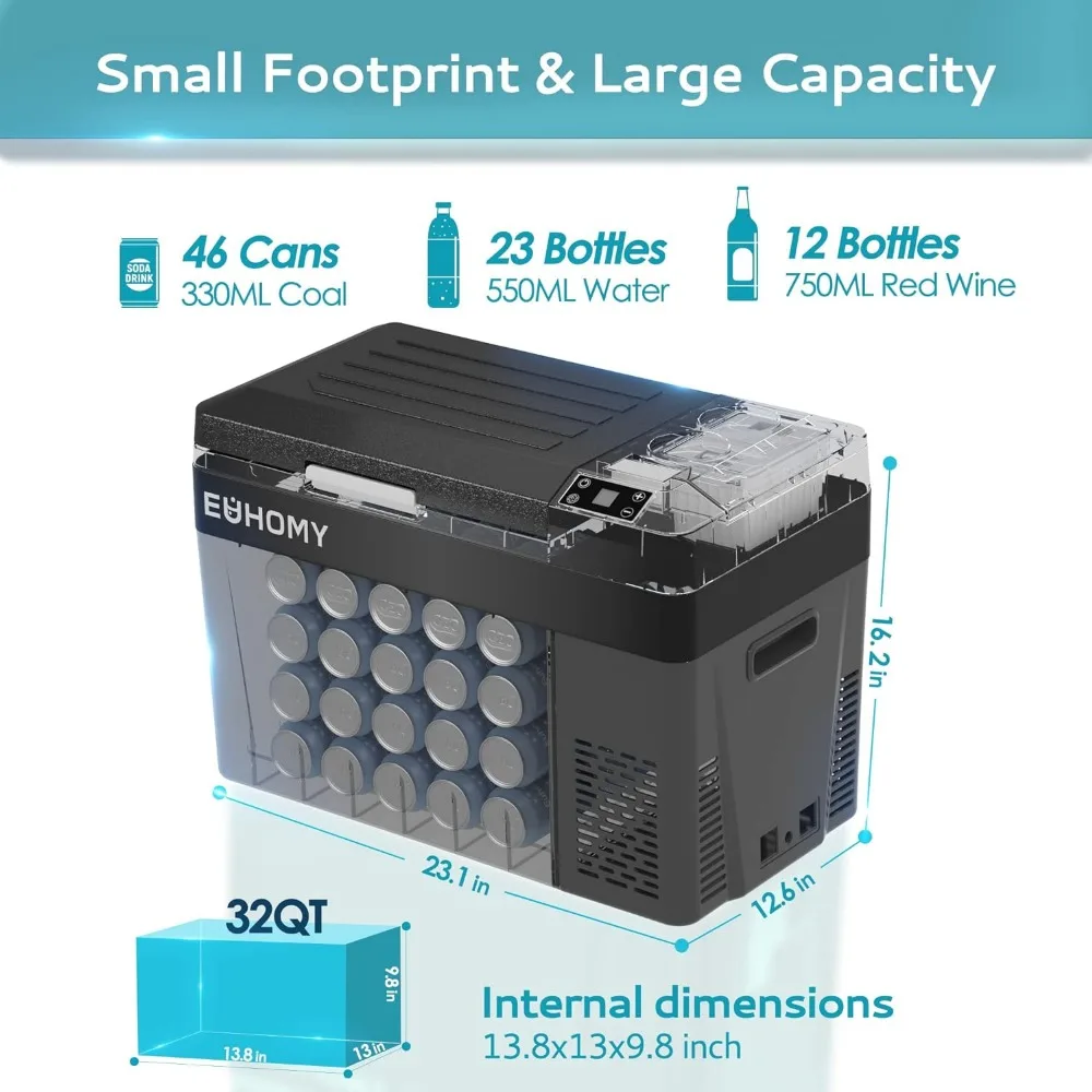 Caja de refrigeración para coche, refrigerador con 12/24V DC y 110-240V AC para uso exterior o doméstico Nevera portátil para acampada, para la playa, camión, viaje, RV