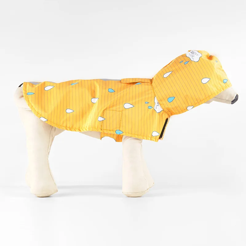 Pets Dog Clothes Outdoor Breathable Clothes For Puppies Hooded Raincoats Printing Reflective Strip Dogs Rain Coat Waterproof