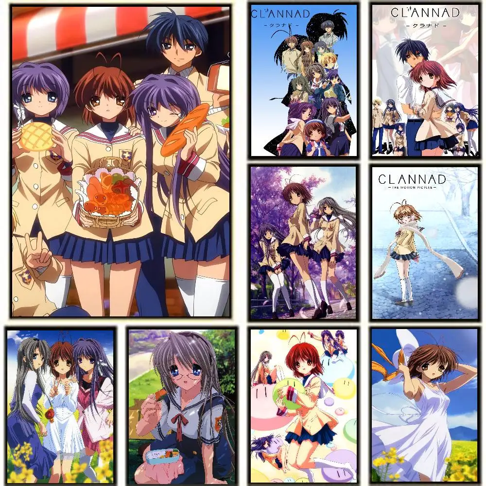 Anime Clannad Posters High Quality Self-adhesive Wall Art Decorations Color Prints Sticky