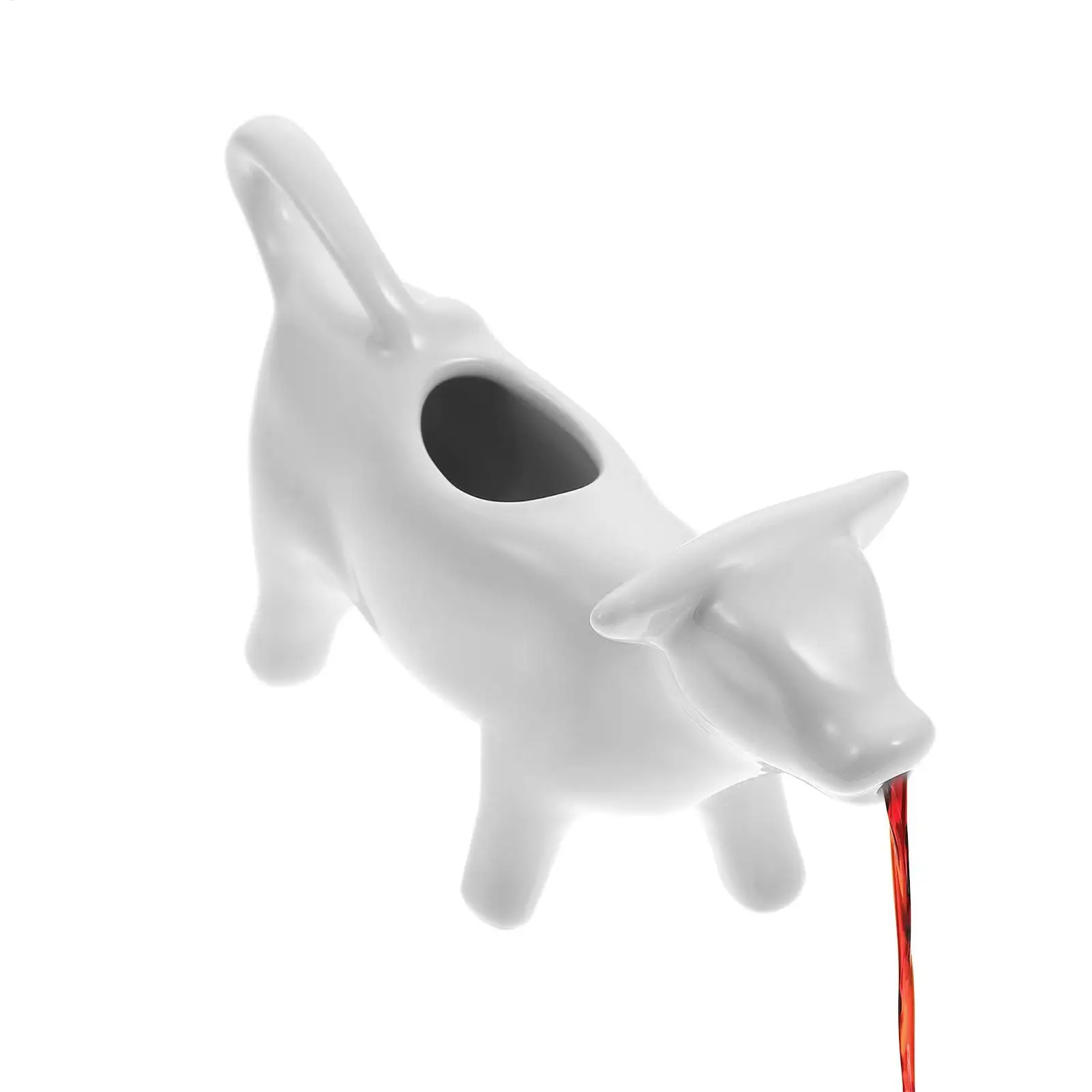White Ceramic Pitcher Ceramic Heat Resistant Cartoon Cow Shape Creamer Pitcher Syrup Container for Milk Sauces White Creamer Jar