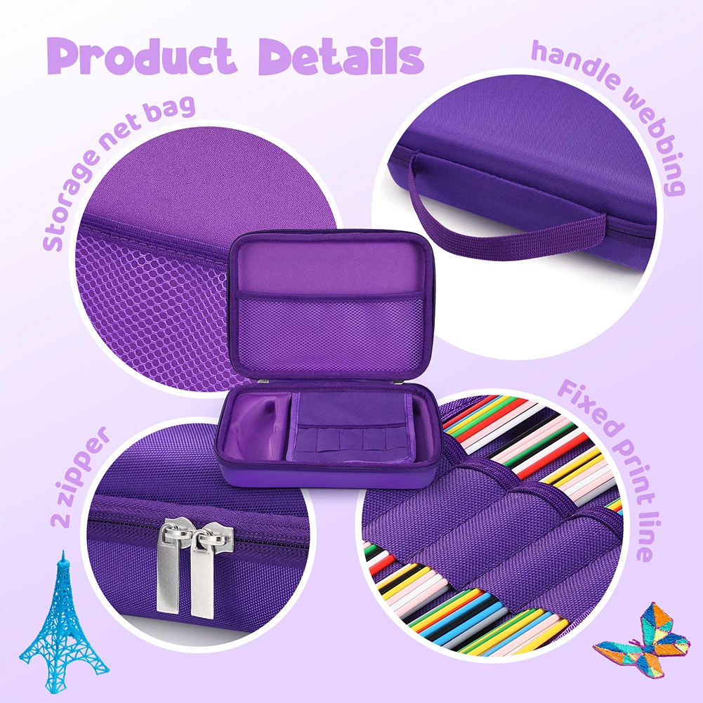 Portable Storage Bag for 3Doodler Start+ Essentials (2024) 3D Pen Set Carrying Bag for 3D Printing Filament Refill and USB Cable